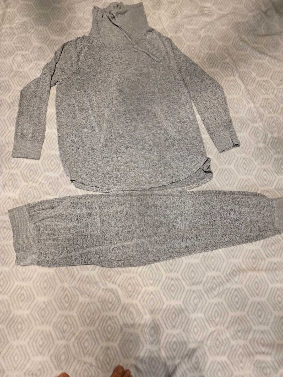 Grey hoodie Set & Black Embroidered Dress