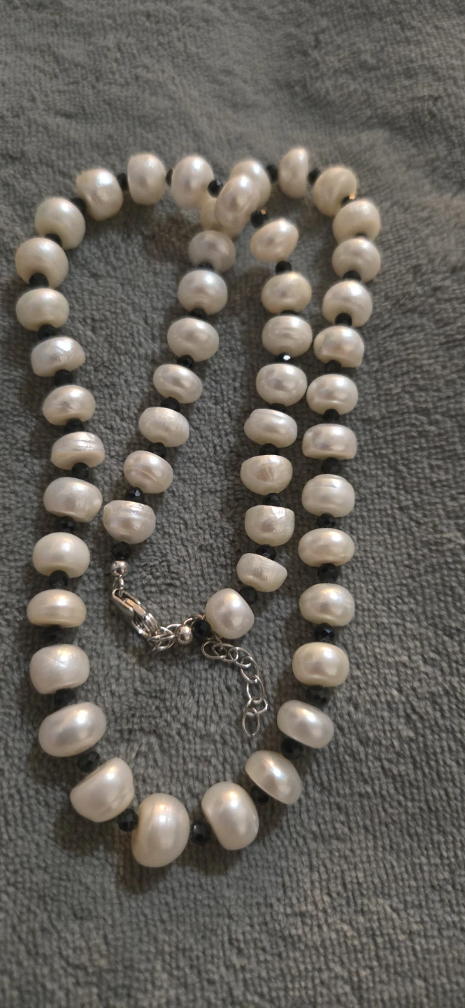 Freshwater Pearl and Thai Black Spinel Necklace 18" 12.00ctw - photo 3