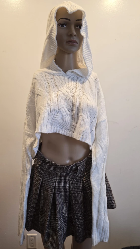 Oversized White knitted hoodie xs-L #Cleanout - photo 3