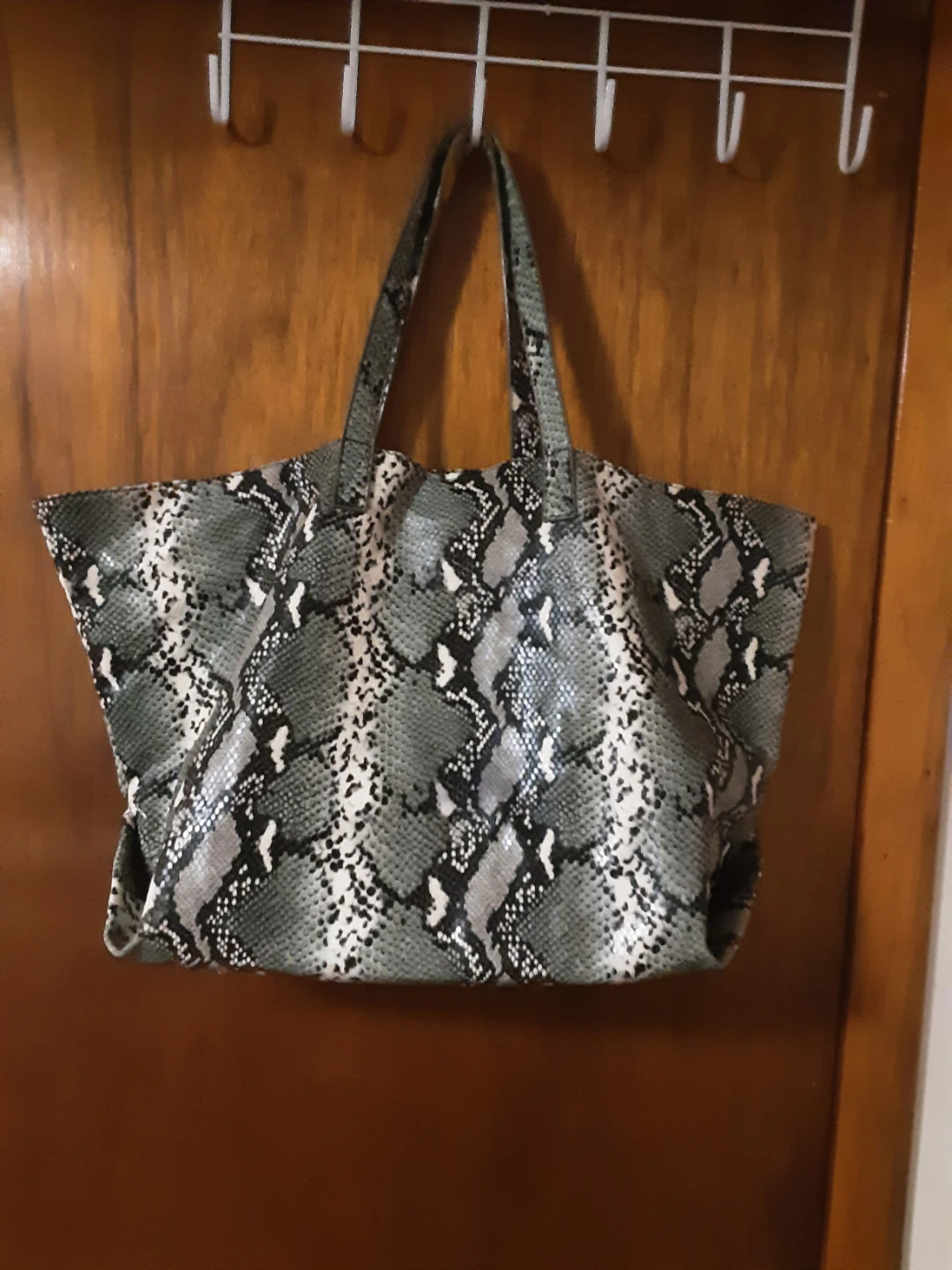 AQUA Snakeskin Print Tote Bag