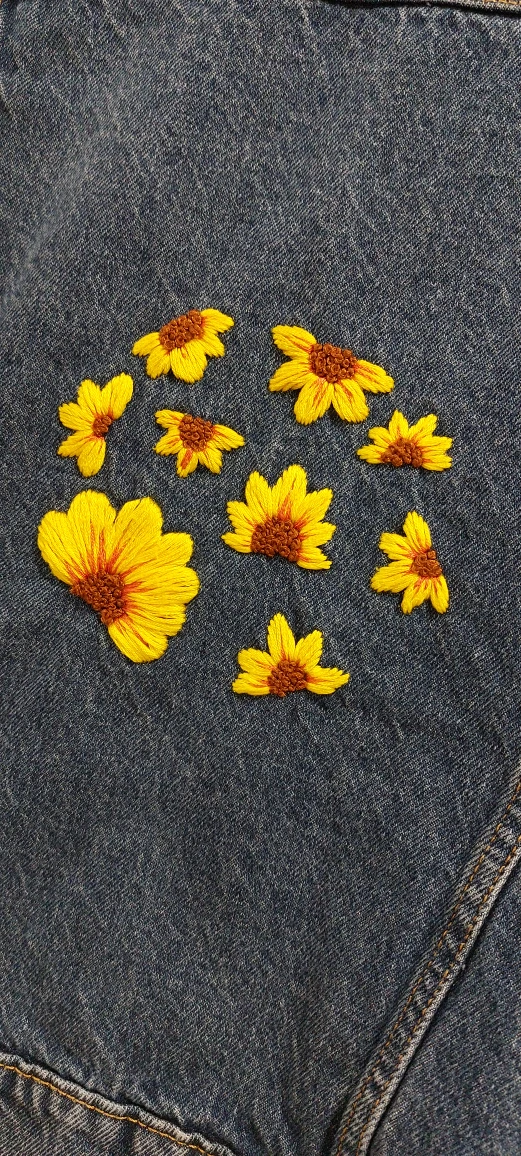Denim Jacket with Handmade Embroidery  - Size M - photo 2