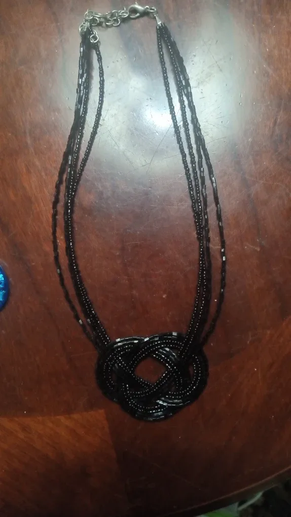 Black Beaded Multi-Strand Necklace
