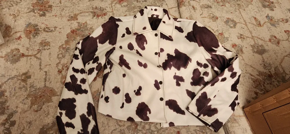 New Cow Print Button-Down Jacket
