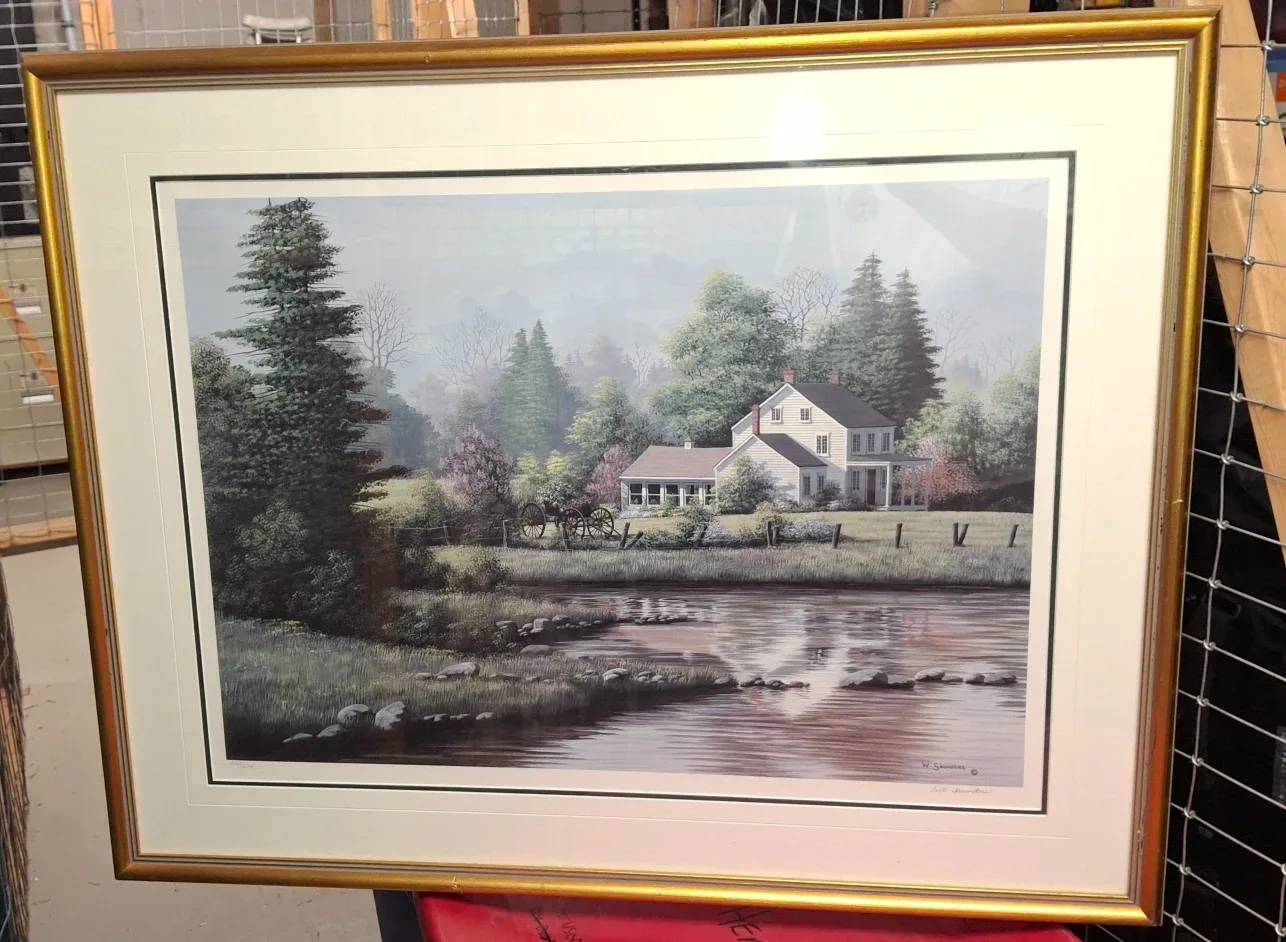 $50.00 Firm. Signed Framed Reflections Print by W. Saunders