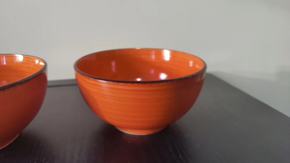 Orange Ceramic Bowls (Set of 3)