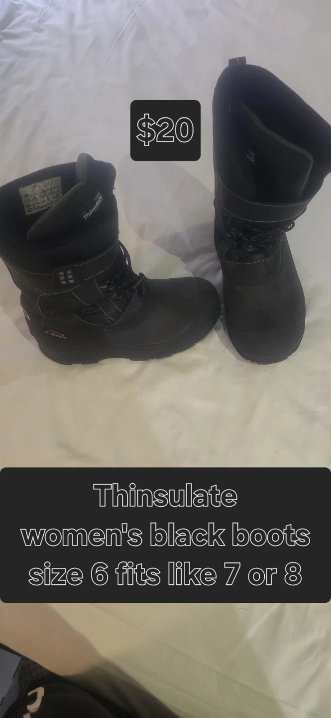 Thinsulate Women's Black Boots - Size 6 (Fits like 7/8)