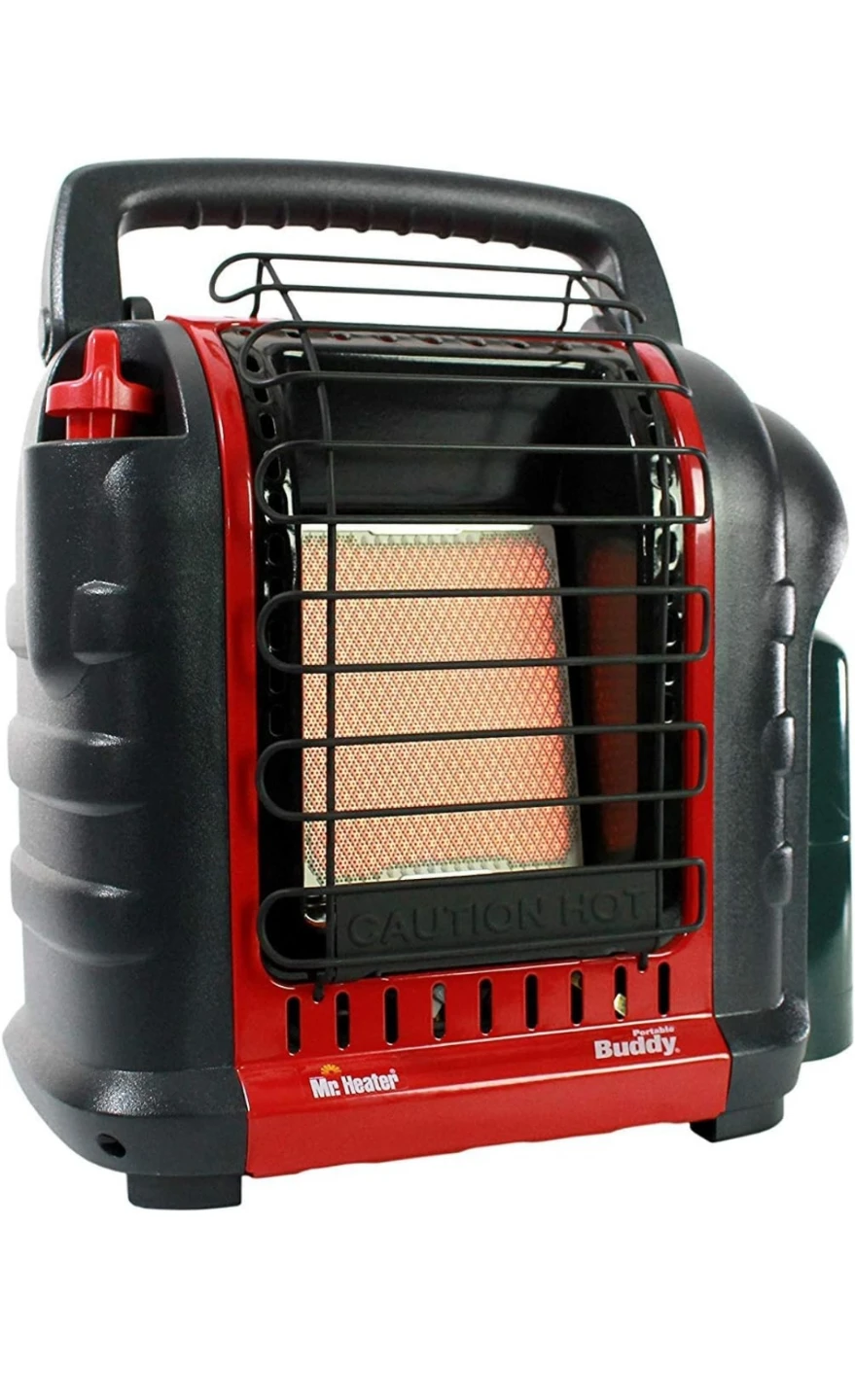 New Black and red portable heater. Handle on top