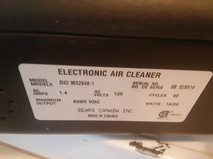 Sears Canada Electronic Air Cleaner #cleanout image indicator(4)