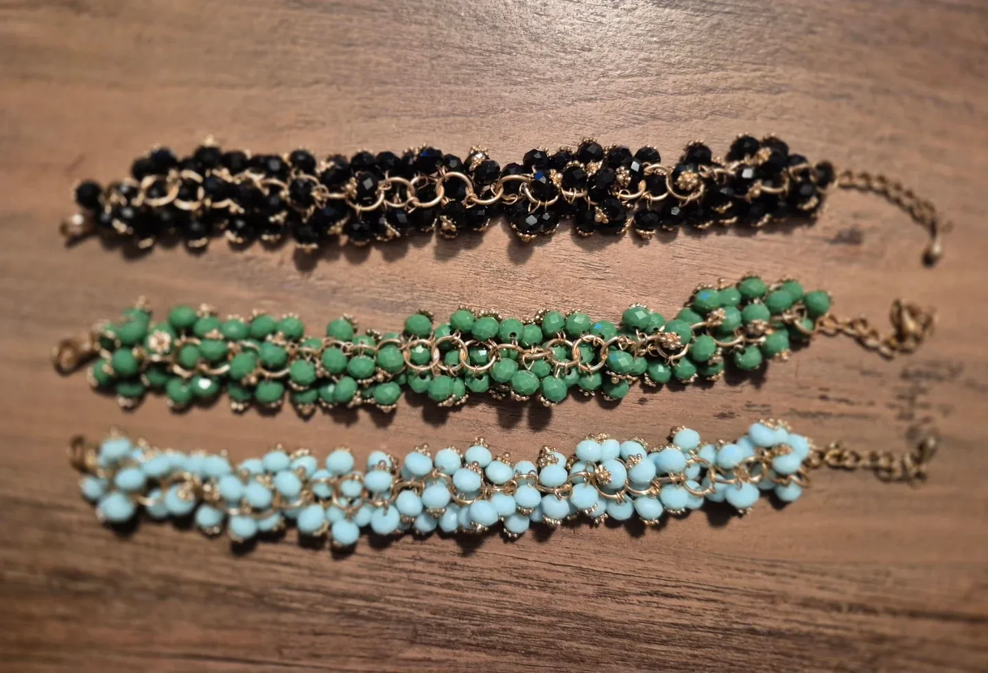 Beaded Bracelets - Black, Green, Blue