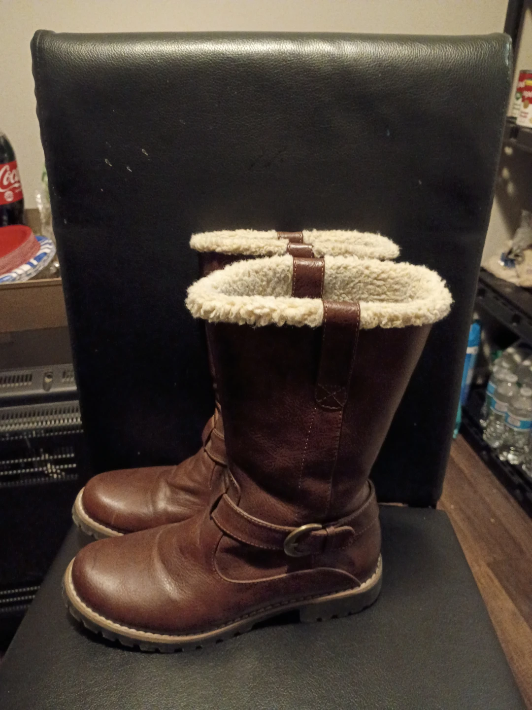 Brown Winter Boots with Faux Fur Trim
