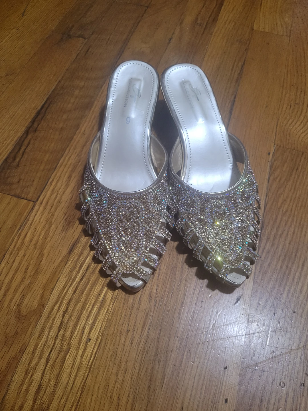 J Collection Rhinestone Embellished Mules - Size 9