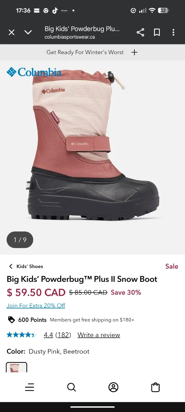 Columbia Youth Powderbug II Boots - Size 2, New in Box! image indicator(9)