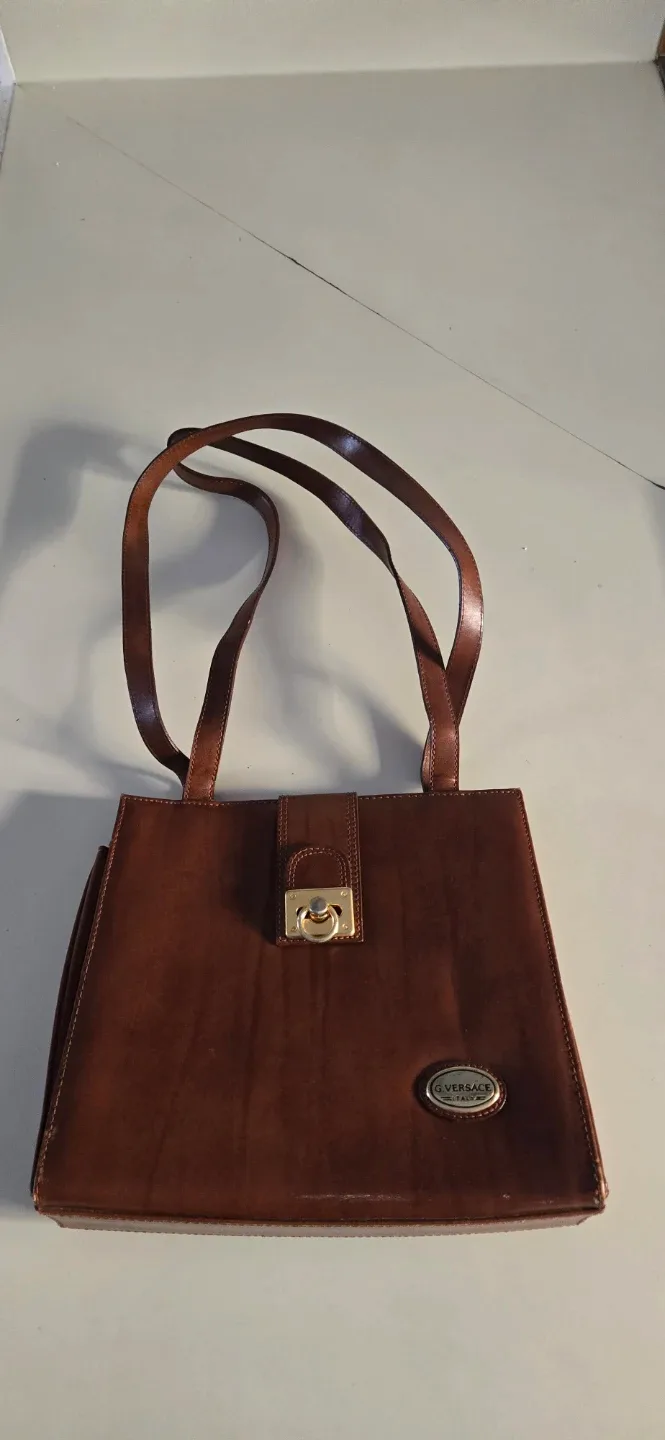 G. Versace Italy Brown Leather Handbag image indicator(7)