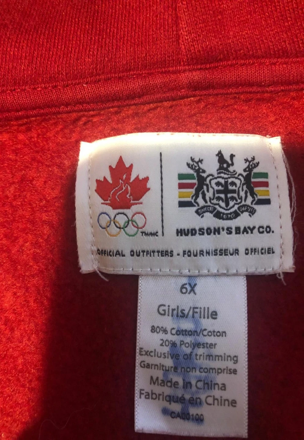 Original Hudson's Bay Co. Girls 6X Canada Olympic Hoodie - photo 4
