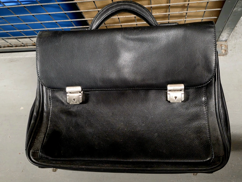 Toscano Italy Black Leather Briefcase
