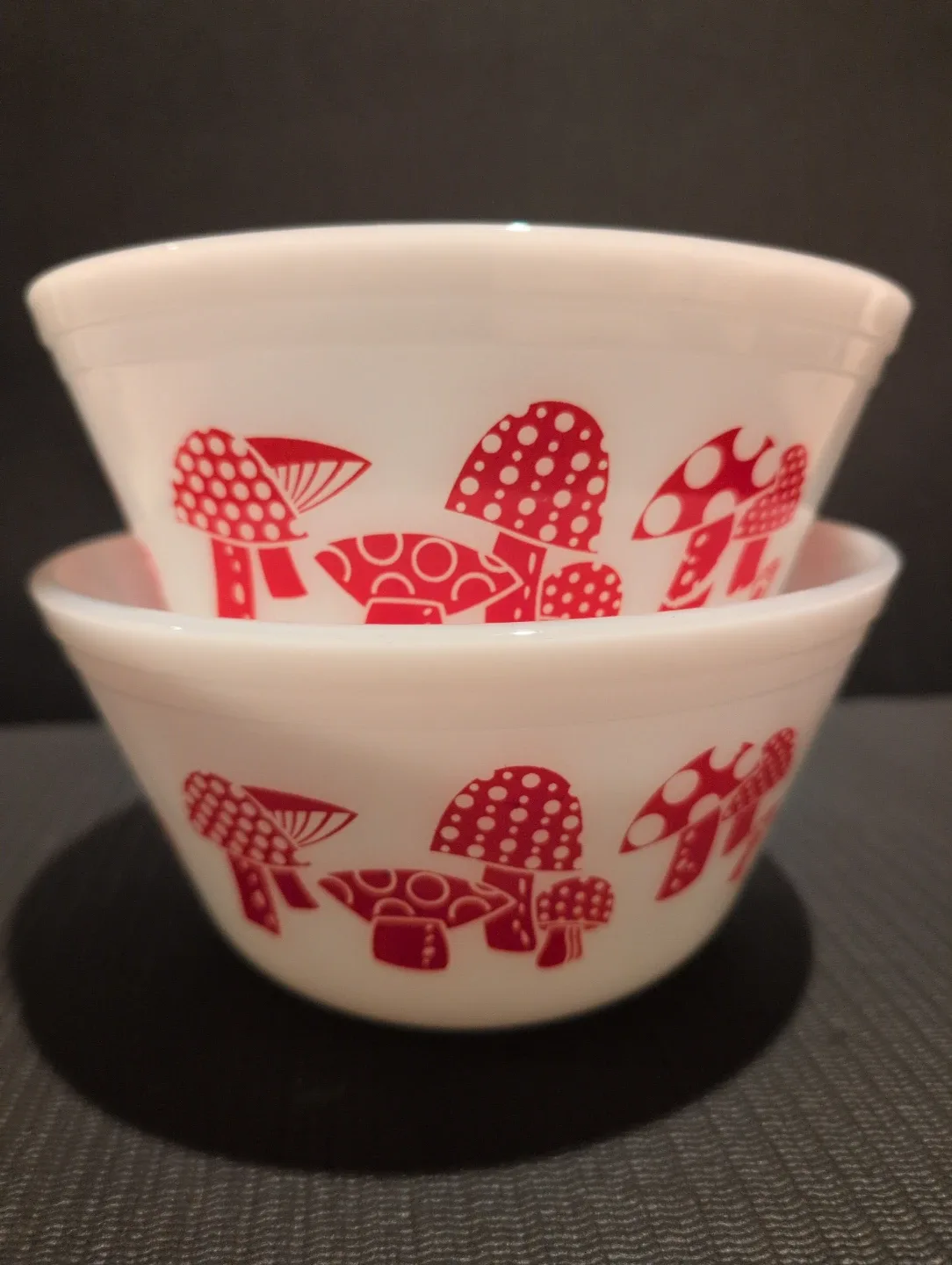 Rare Vintage Federal Glass Mushroom Bowls (2)
