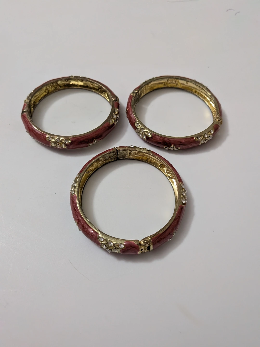 Set of 3 Pink & Gold Tone Bangles