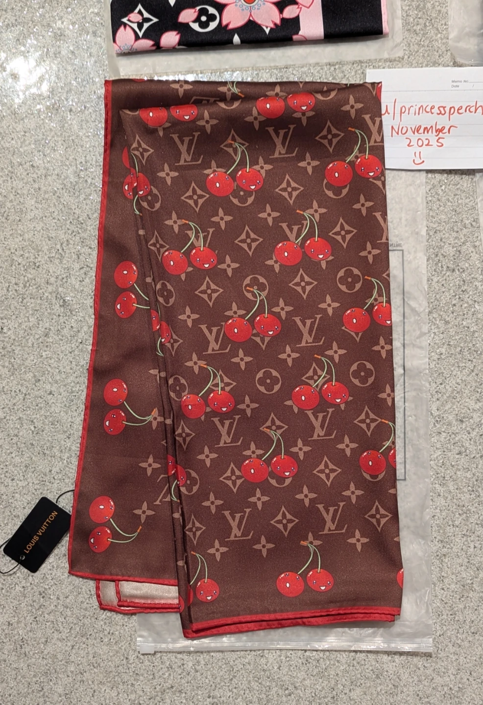 Louis Vuitton Cherry Scarf - new with tags
