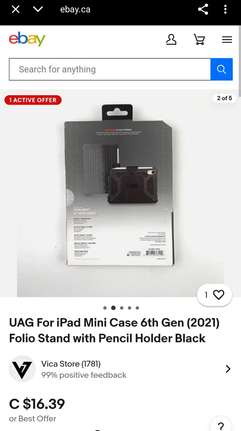 (NEW) UAG iPad Mini 6th Gen (2021) Folio Case - Black #Cleanout image indicator(3)