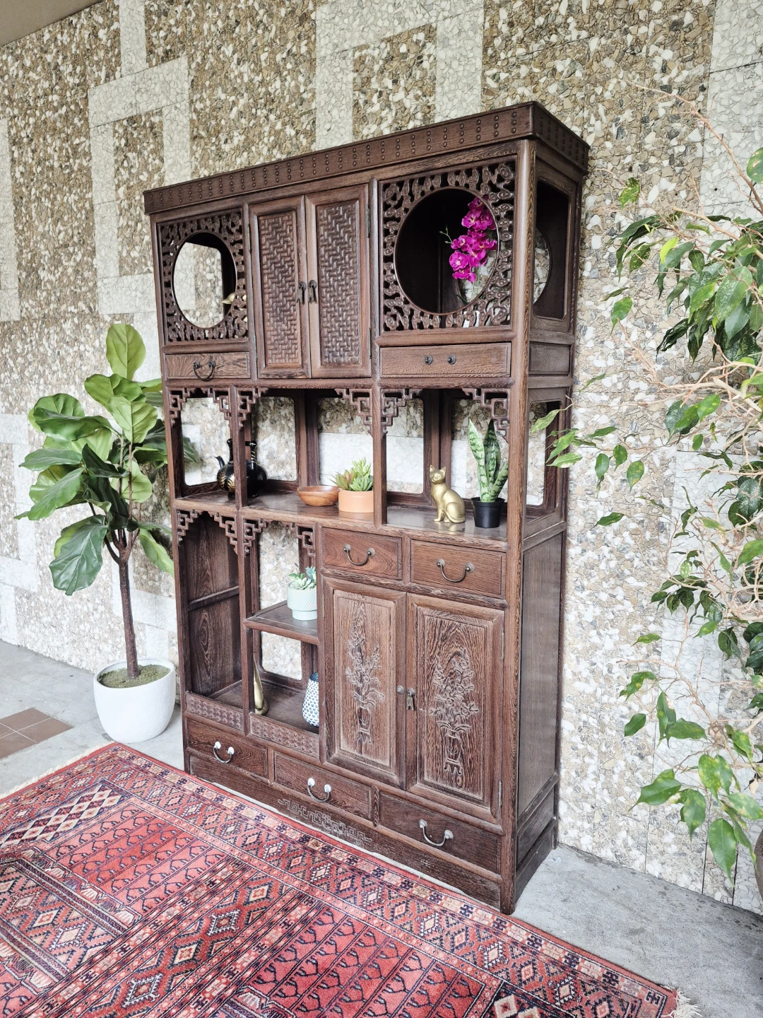 Solid Rosewood Display Cabinet / Étagère – Asian Inspired - photo 2