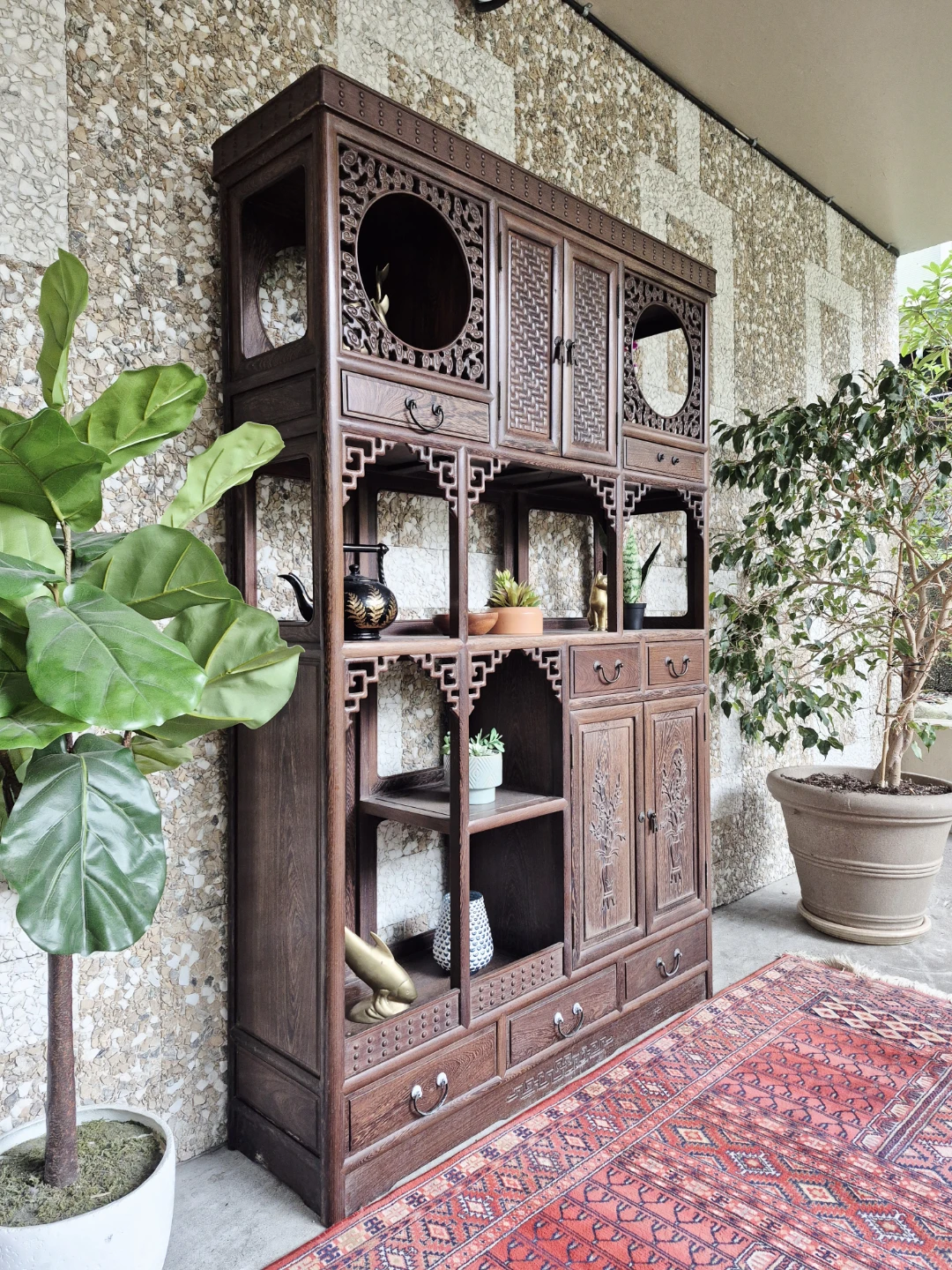 Solid Rosewood Display Cabinet / Étagère – Asian Inspired - photo 3