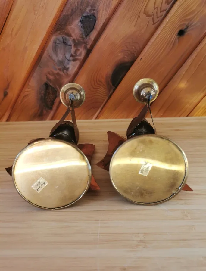 Set Of 2 Vintage Brass Copper Angel Candle Holders image indicator(5)
