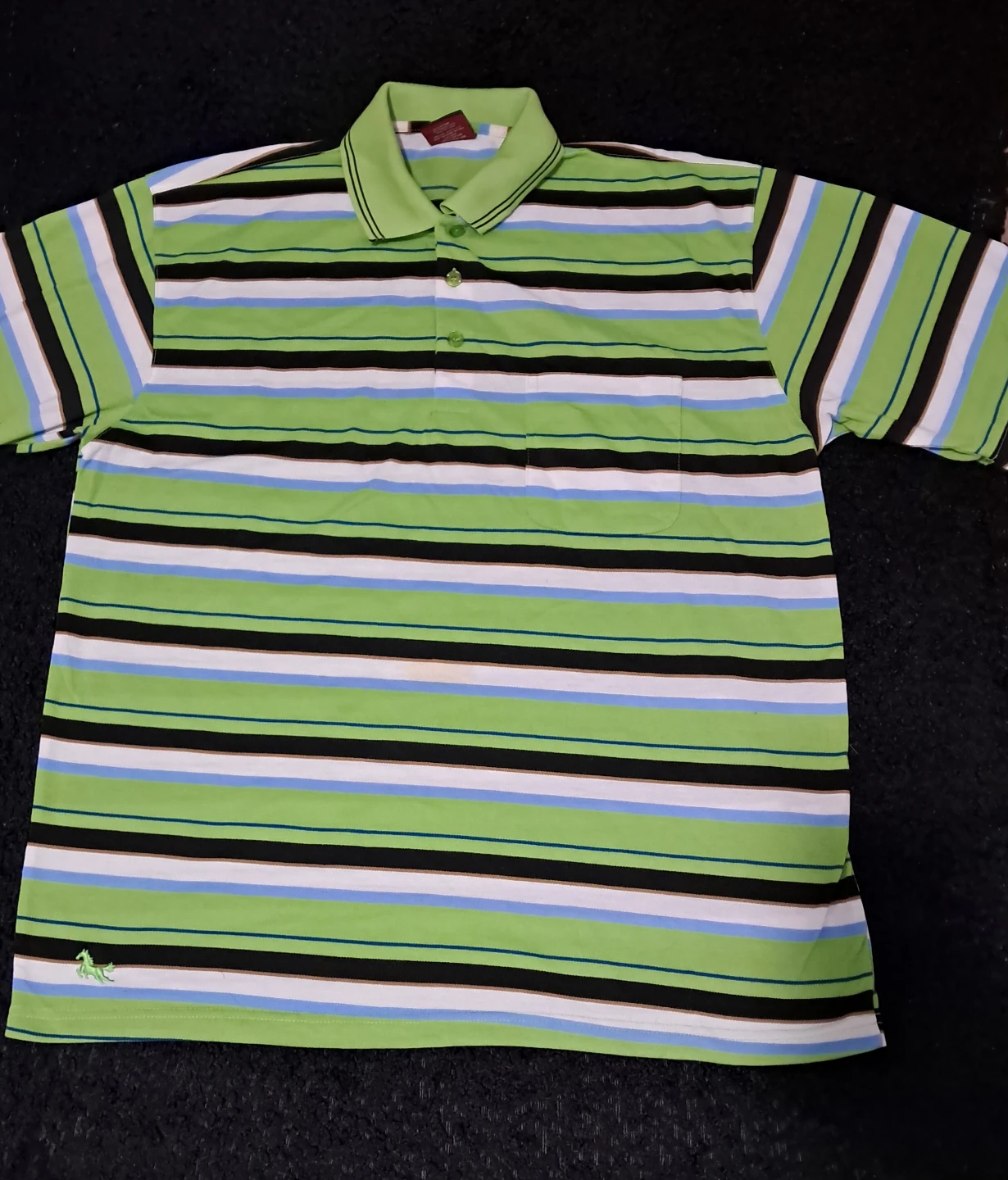 Striped Polo Shirt - Green, Black, White - photo 2