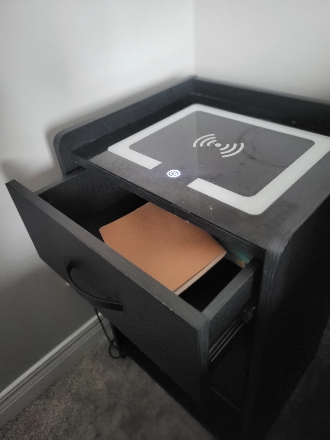 Black Nightstand with Wireless Charging set of 2 - photo 2
