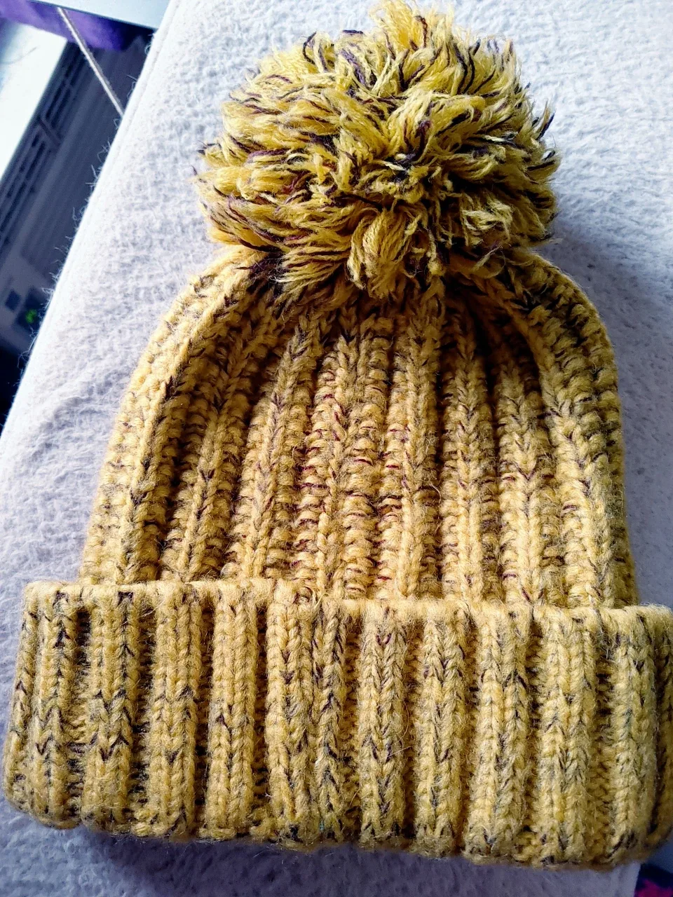 Yellow Knit Pom Pom Beanie #Cleanout
