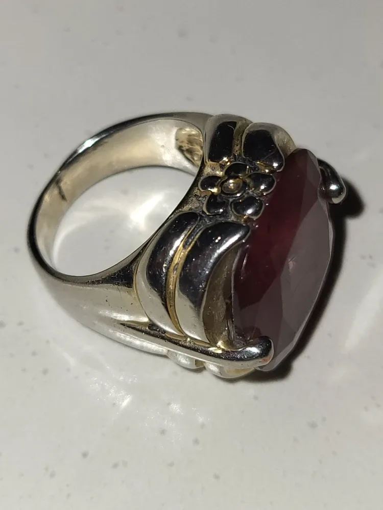 Silver Tone Ring with Brown Stone