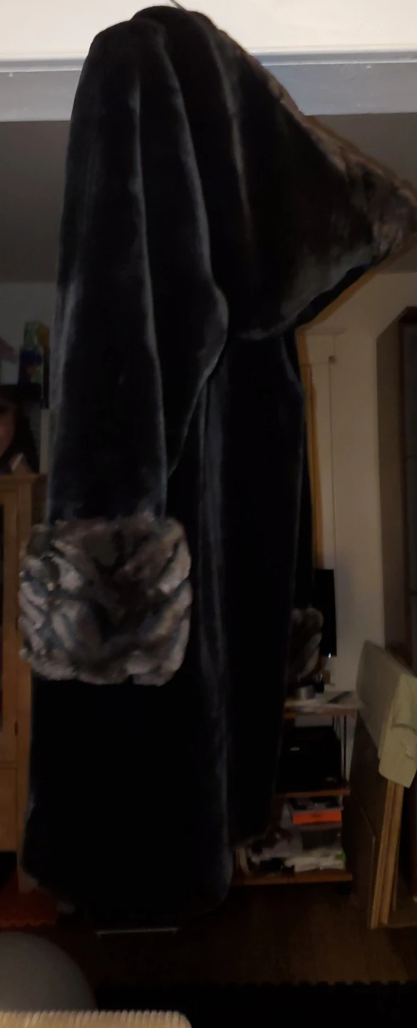 Brown hooded faux fur coat - photo 2