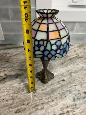 PartyLite Hydrangea Tiffany Style Glass Tealight Lamp Vintage image indicator(5)