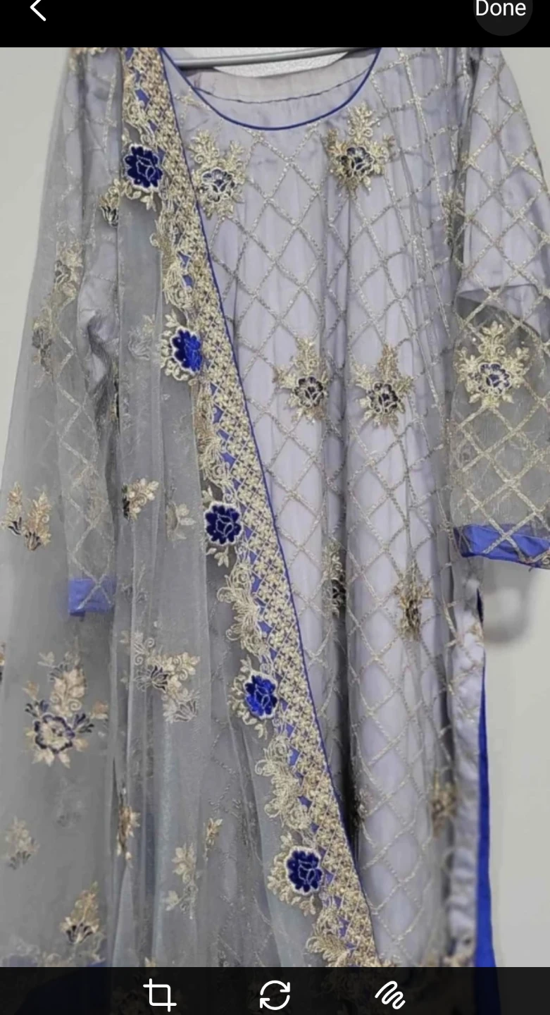 Grey Embroidered Dress with Dupatta - photo 3