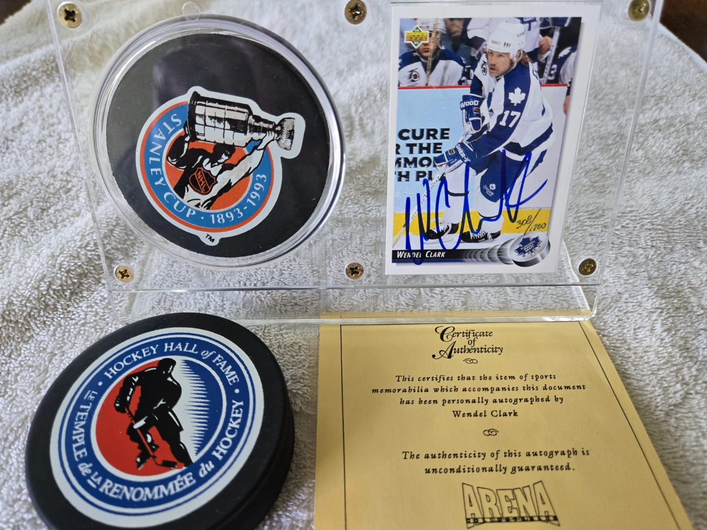 Wendel Clark Limited Edition Signed Card & Official Game Puck!