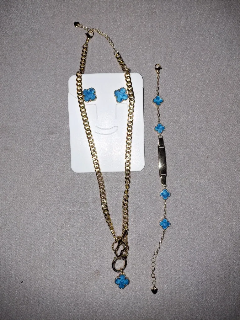 Gold Chain Necklace, Bracelet, and Earring Set