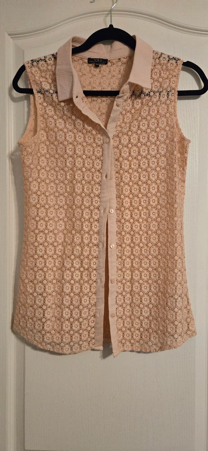M&S Sleeveless Lace Blouse - Size M