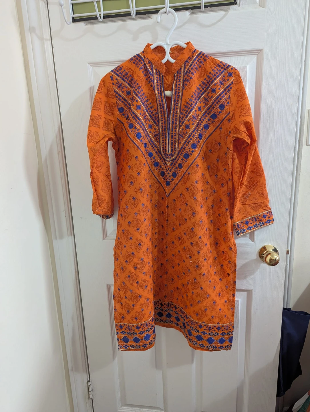 Orange kurti with embroidery