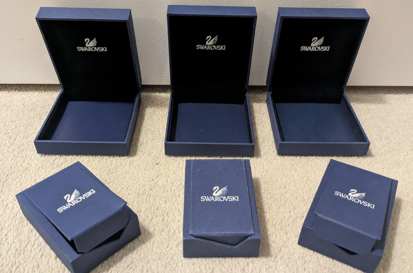Six Swarovski Empty Jewelry Boxes