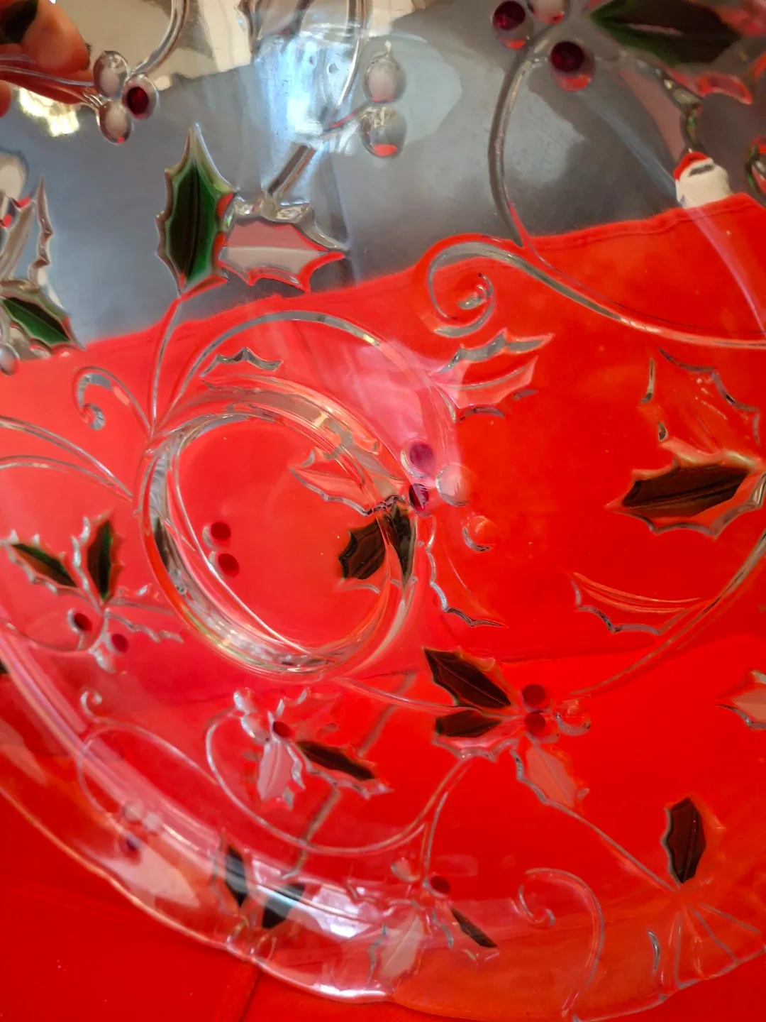 Mikasa Christmas Holly Glass Servin8g Platter image indicator(4)