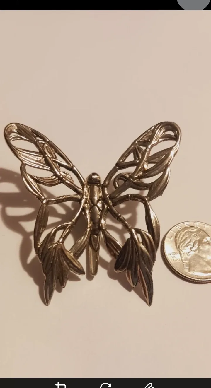 JOHN HARDY Designer Signed Silver Plated Rhodium Butterfly Clip