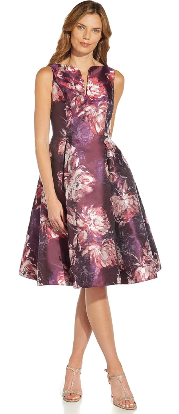 Adrianna Papell Women's Fit and Flare Jacquard Dress