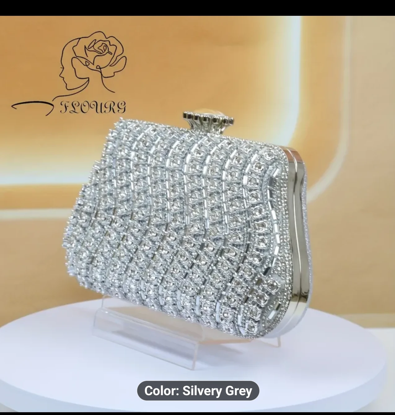 Flours Silver Grey Rhinestone Clutch - photo 3