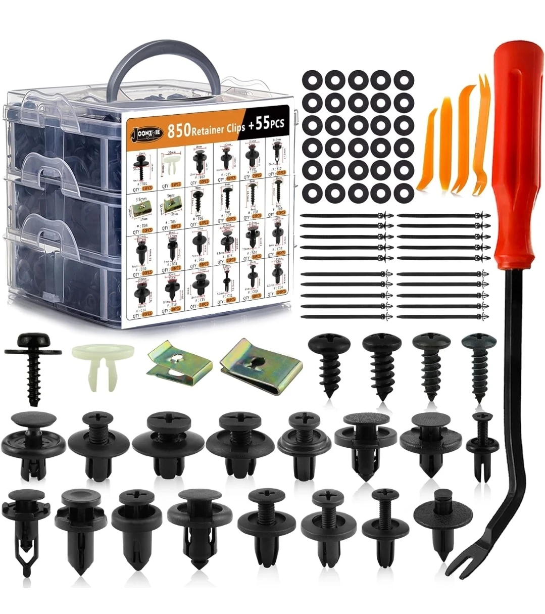 905PCS Universal Car Push Fastener Clips Kit Red w/ Remover