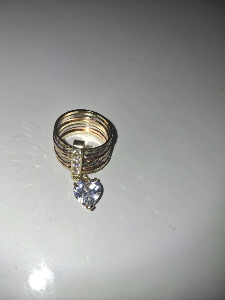 Gold Tone Ring with Heart Charm gold laminated