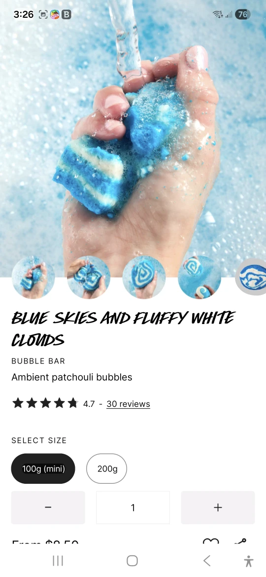 Lush Blue Skies & Fluffy White Clouds Bubble Bar