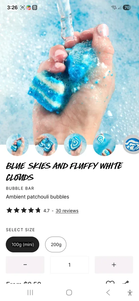 Lush Blue Skies & Fluffy White Clouds Bubble Bar