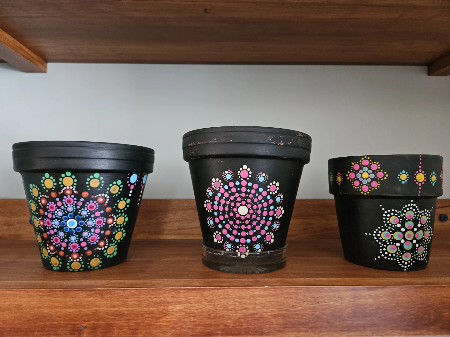 Hand-Painted Mandala Flower Pots (Set of 3)