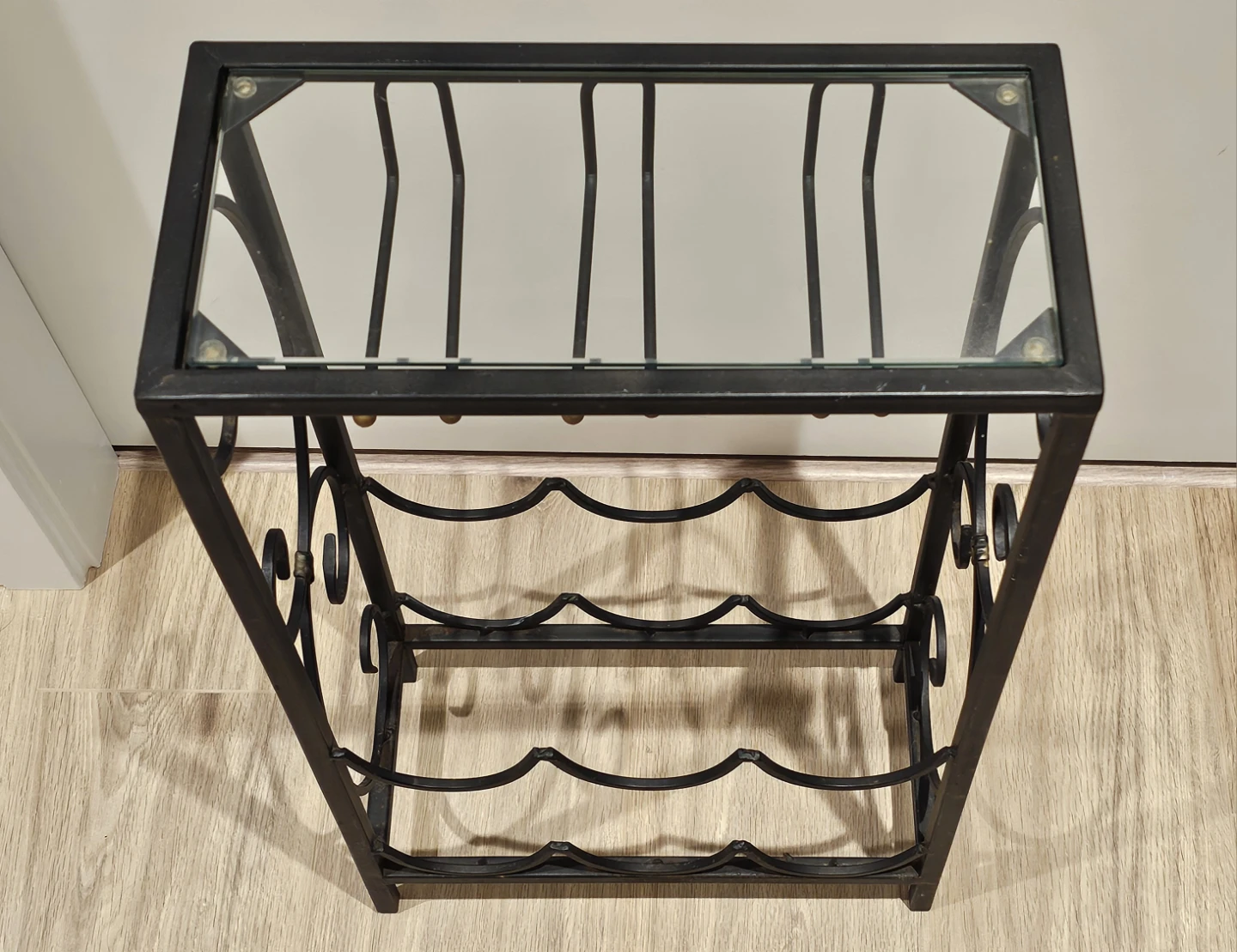 Black Metal Wine Rack with Glass Top - photo 3