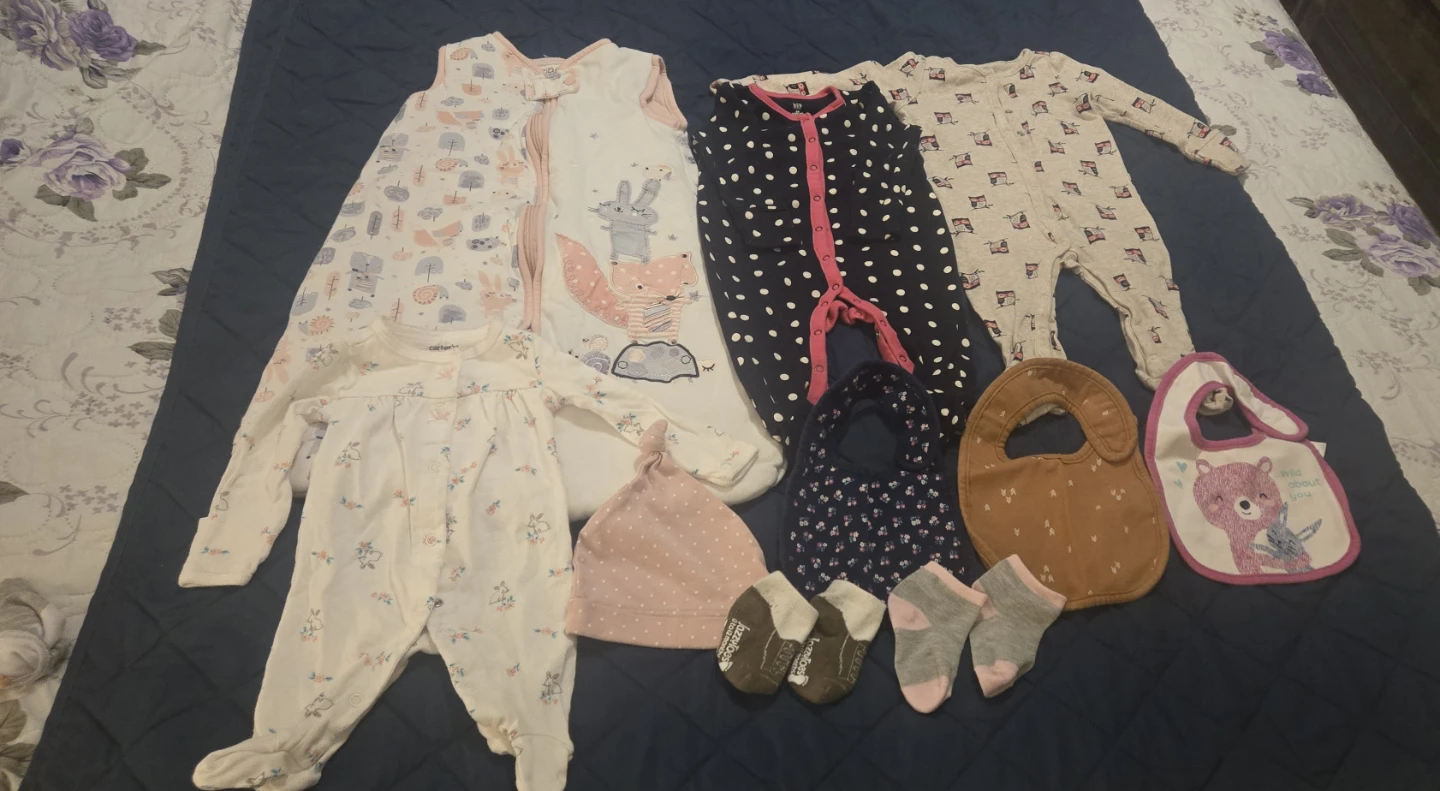 Baby Clothes Bundle: Carter's, Gap, Sleep Sacks, Bibs