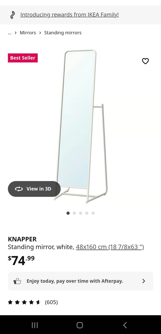IKEA KNAPPER Standing Mirror - White
